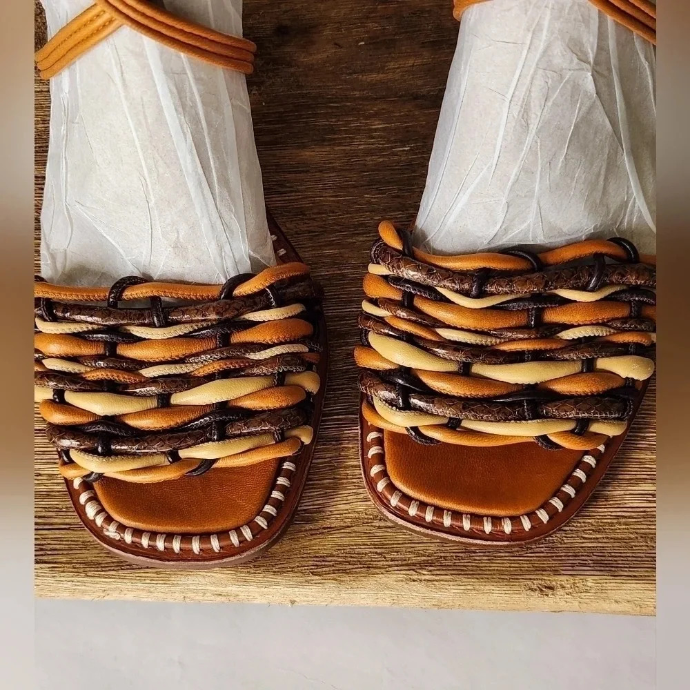 || ULLA JOHNSON || Malia woven, block heels, sandals, designer, leather, size 10 - Picture 7 of 15